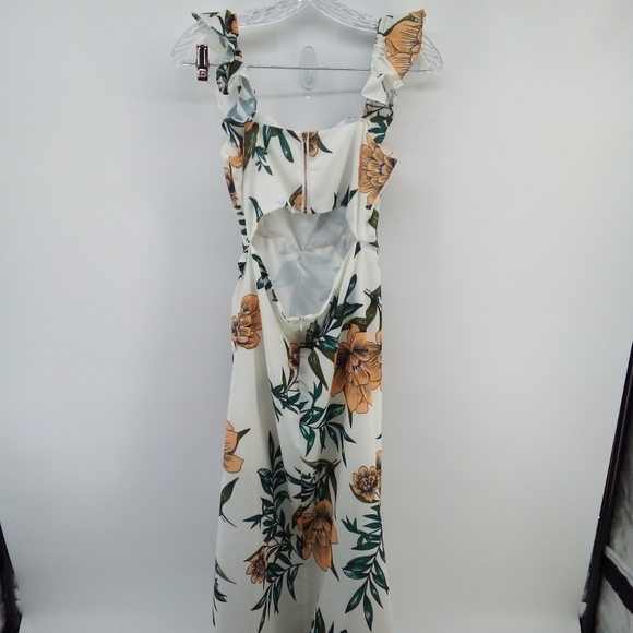 NWOT Anthropologie zhu Tropical Floral Orange Leaves Slit Flowy Dress S - Picture 16 of 16